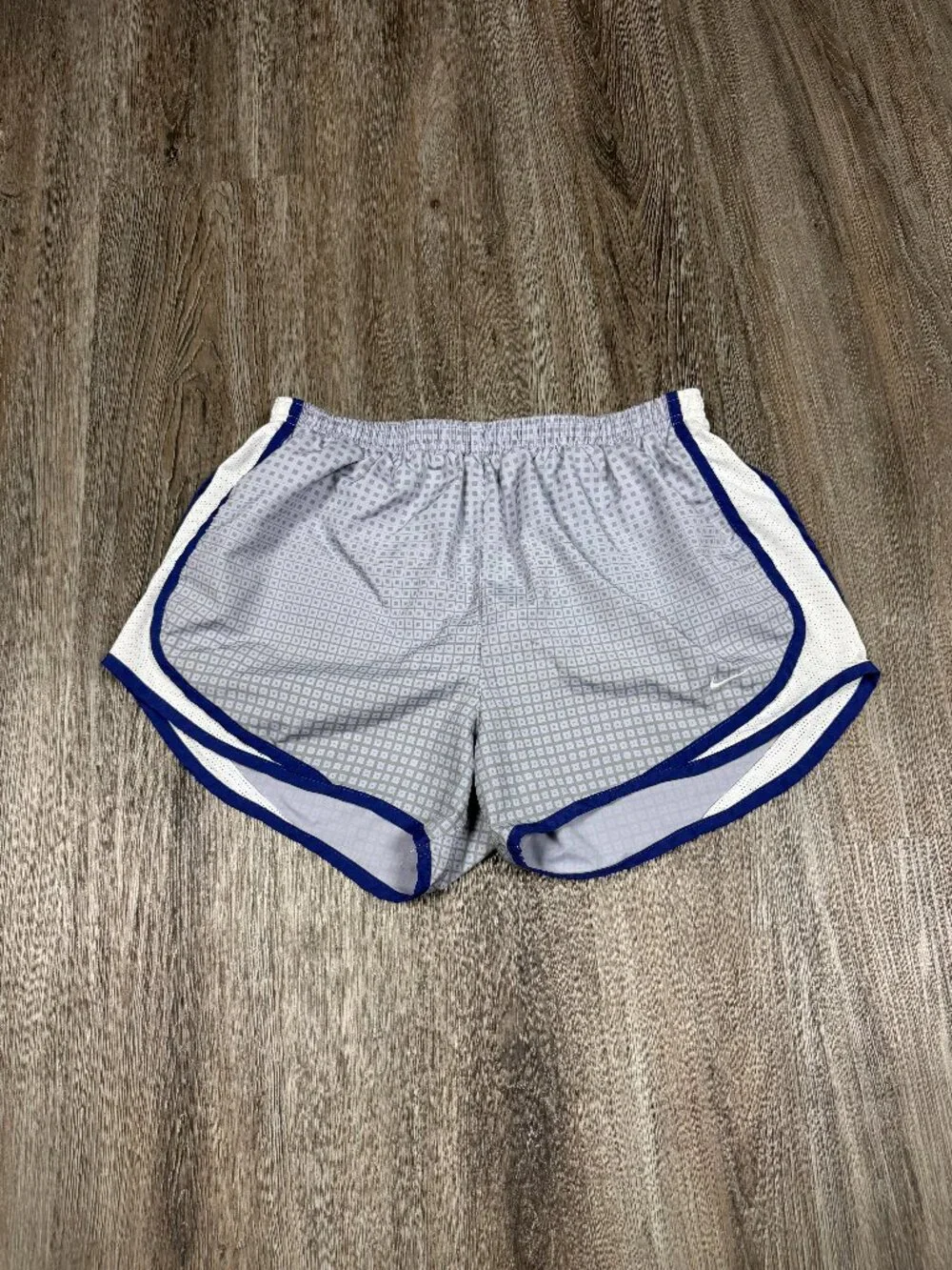 Nike Dry Fit Women's Running Shorts Grid Pattern Blue Mesh size M